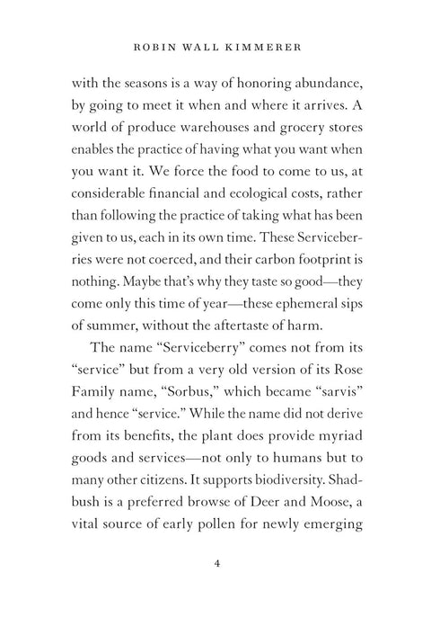 THE SERVICEBERRY - KIMMERER. ROBIN WALL